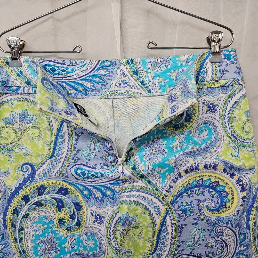 Alanni Blue Green Paisley Skort Boho Floral Retro Mod 10 - Picture 7 of 12